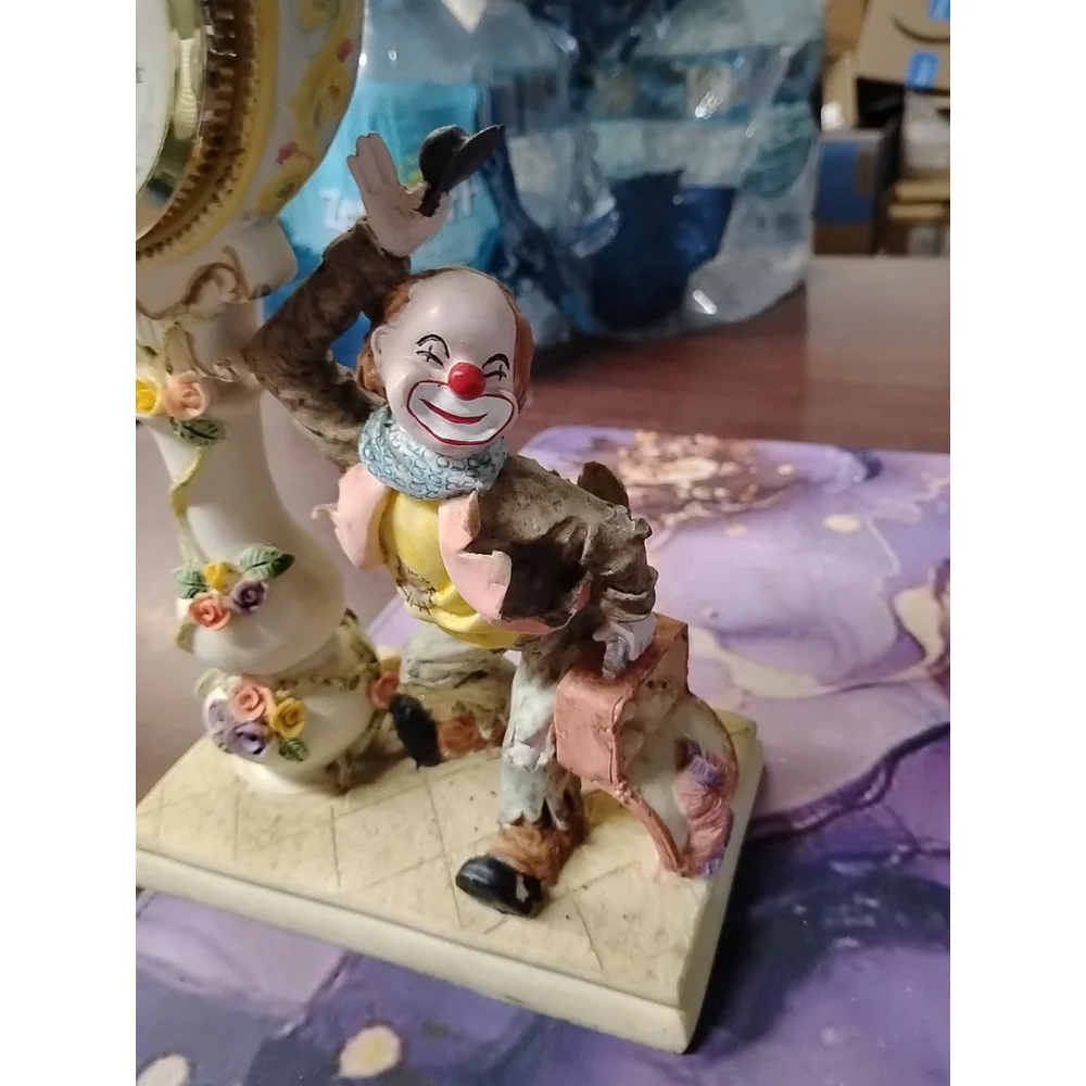 Vintage Crosa Quartz Mantel Clock Clown tophat Works